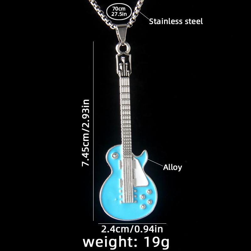 Drip guitar stainless steel necklace personality niche simple jazz rock music note long sweater chain