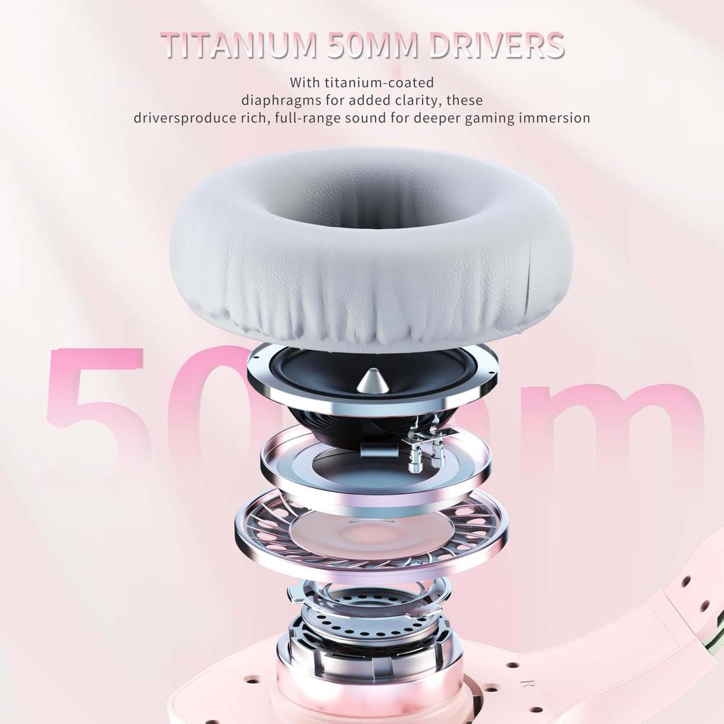 BINNUNE Wireless Gaming Headset with Can Be Used Continuously for 120 Hours 3WAY Low Latency Wireless Headset with Noise Canceling Compatible with FPS