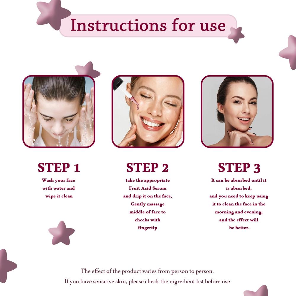 Fruit Acid Moisture Remove Blackheads Skin Whitening Shrink Pores Face Serum,30ml