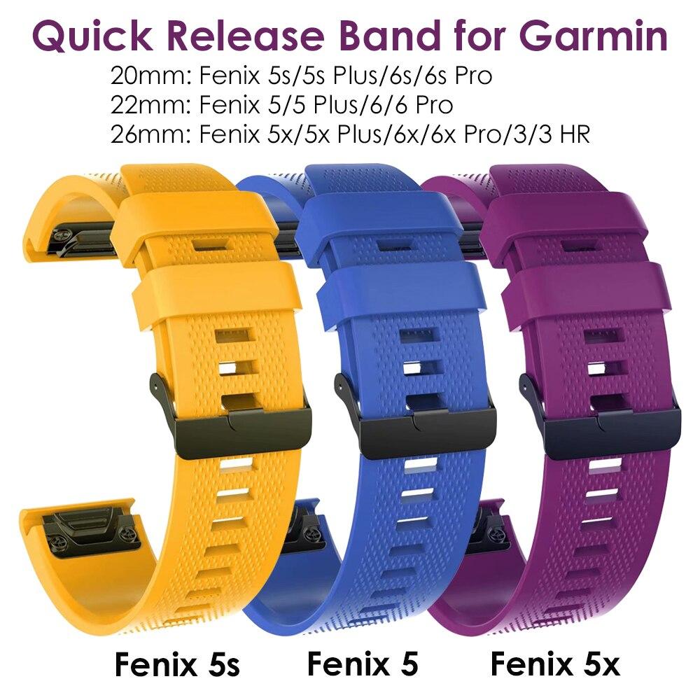 Ремешок для часов Fenix 7 22 мм, ремешки для Garmin Fenix 5X Plus, 26 мм Fenix 6S Pro, сменный силиконовый ремешок 20 мм, быстросъемный ремешок