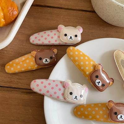 2 шт. Кавайные заколки для челки и боковых прядей Rilakkuma, мультяшные милые заколки для волос в горошек, сладкие универсальные заколки для волос, украшение для волос, подарок на день рождения