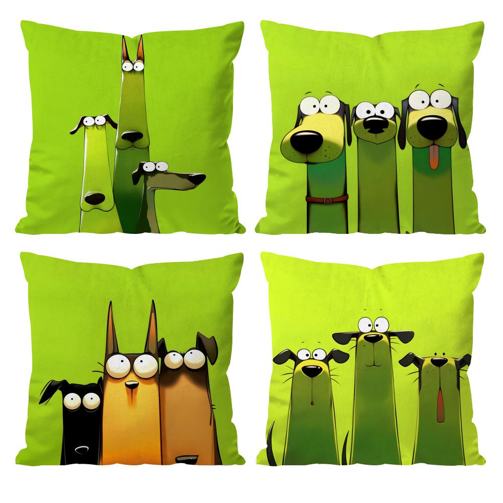 Funny creative cartoon Doberman Cushion Cover Pattern Printed Pillowcase for Living Room Sofa Cushion Cover & Bedroom Decor