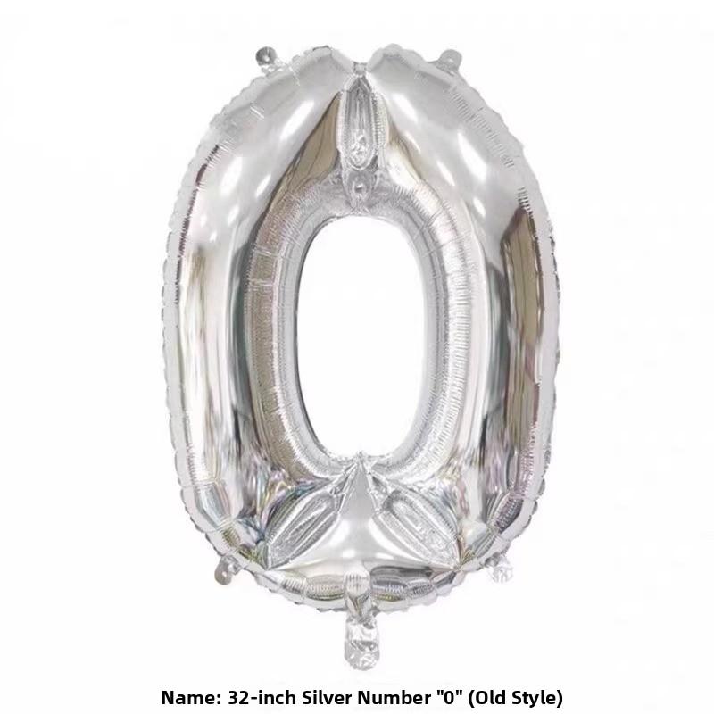 32-Inch Aluminum Foil Number Balloons Gold Silver Birthday Baby One Year Old Decorative Photography Balloons Celebration Supp...
