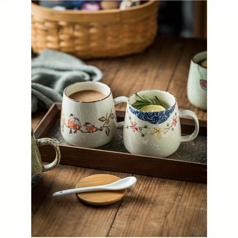 7.11 Cm 4pcs Japanese Retro Ceramics Mug Asian Chinese Coffee Cups Set for Restaurant, Diner, Farmhouse, Coffee Shop, Home