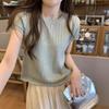 Korean Style Twist Hollow Knitted Short Sleeve Women's Spring/Summer 2025 Top