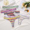 3PCS/Set Women Cotton Seamless G-string Sexy Colorful Striped Lingerie Panties S-XL Thongs Female Letter Waist Underwear