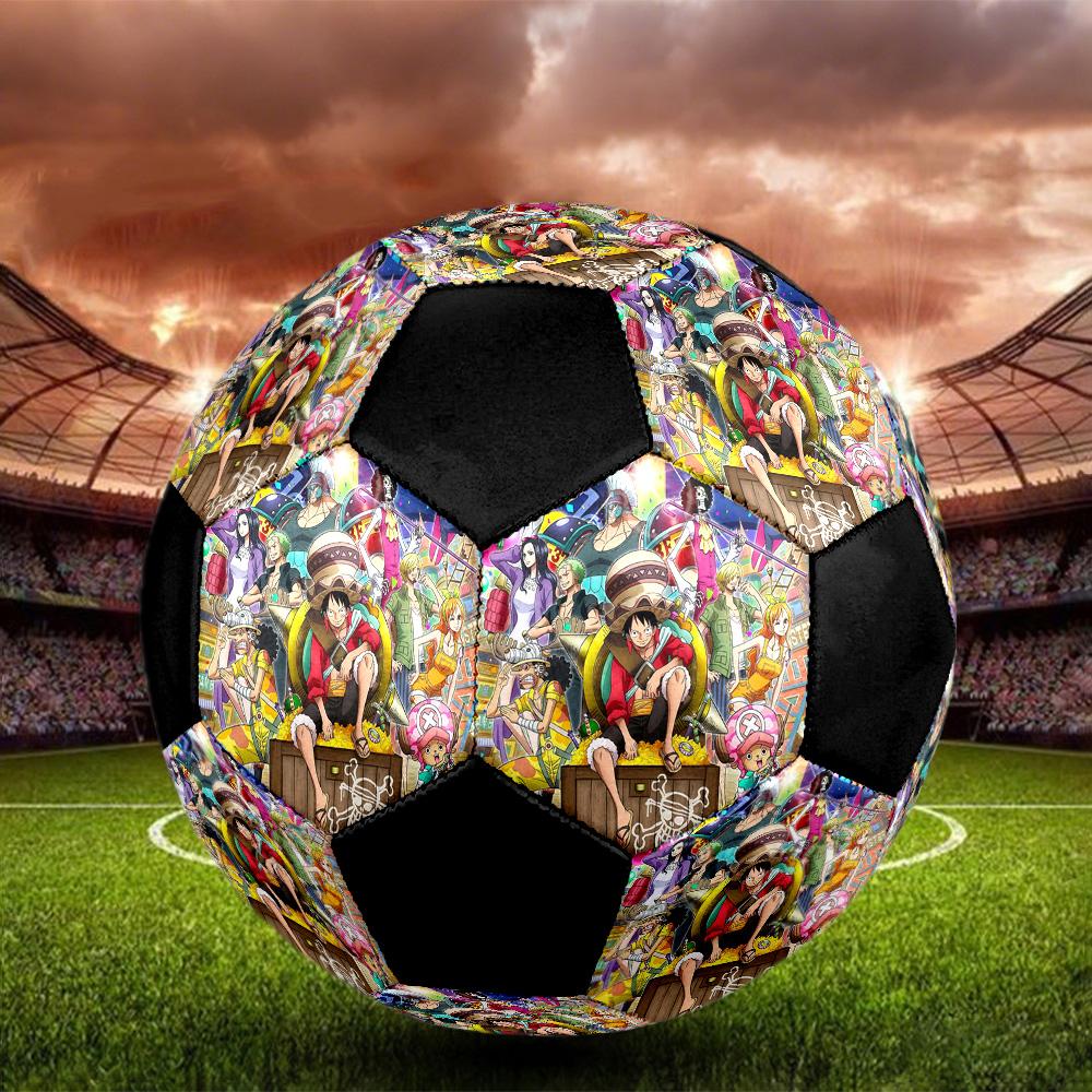 One Piece4 Soccer Ball Colorful All Ages Machine Stitched PVC Competition Ready Durable High-Bounce.SIZE5