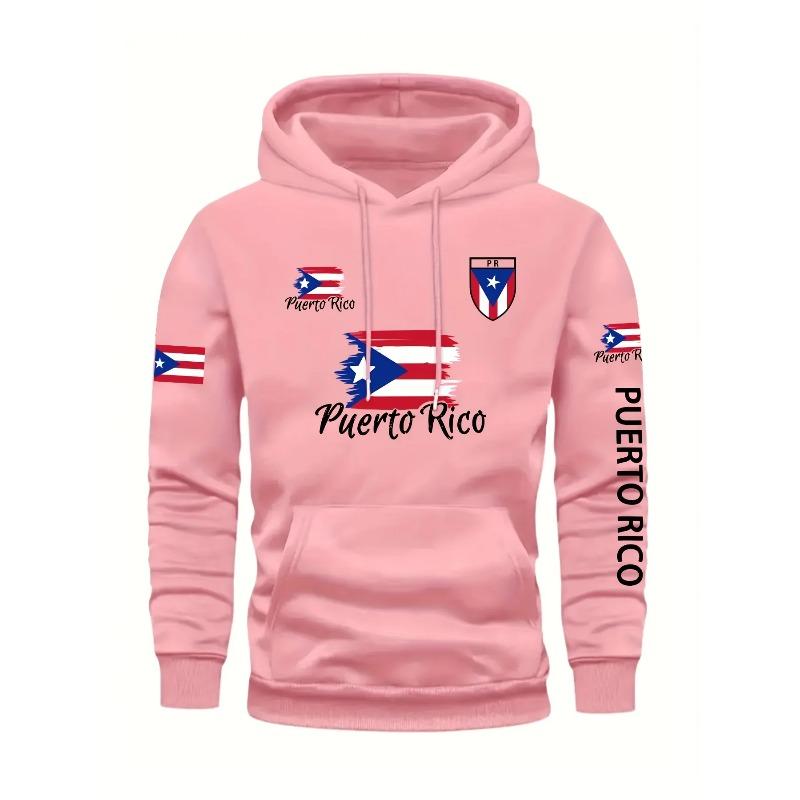 Мужская толстовка с флагом Пуэрто-Рико, повседневная толстовка с длинным рукавом, передний карман, удобная и стильная для осени/зимы