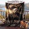 Custom Text Flannel Throw Blanket, Lightweight Cozy Bed Sofa BlanketNosferatu Count Orlok