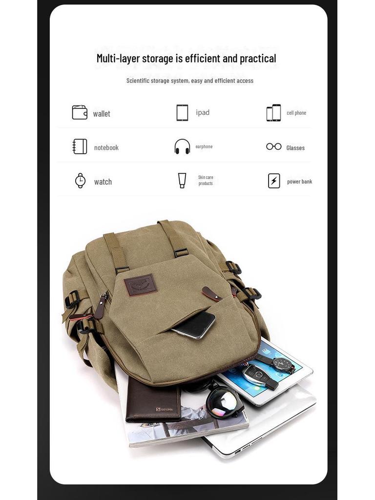 Мужской холщовый рюкзак большой вместимости, сумка для ноутбука 15,6 дюйма для студентов и пассажиров