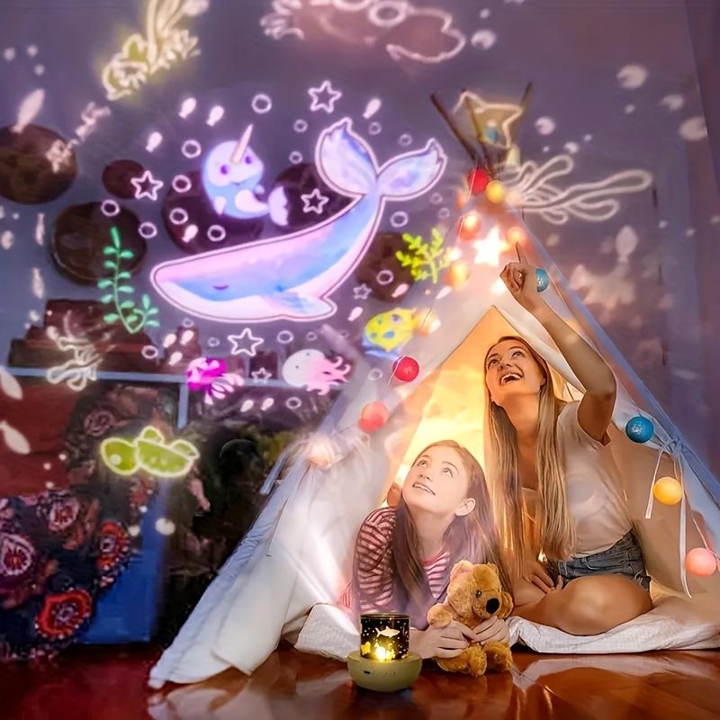 Crown Fantasy Star Sky Projection Night Light 15in1 Bedroom Ceiling Rotating Atmosphere Lamp Home Decoration Kids Birthday Gift
