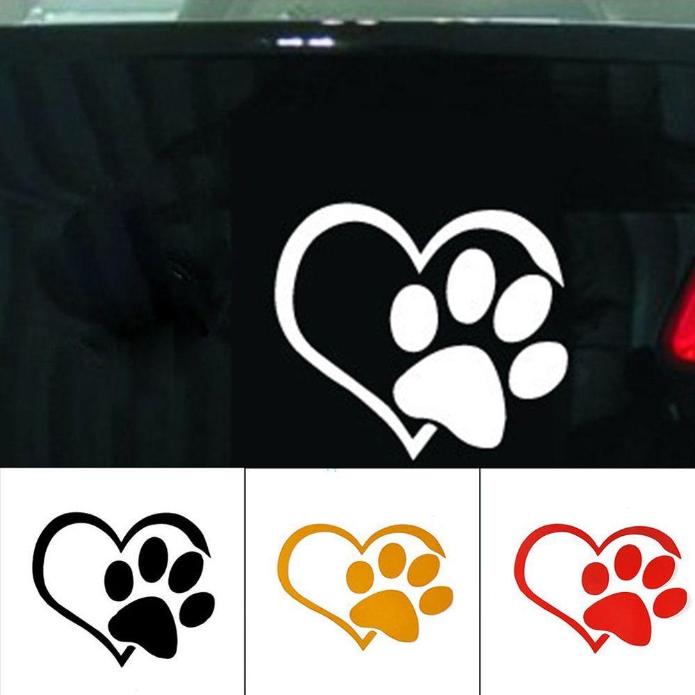 Наклейка с милой собакой, кошкой, сердцем, лапами, светоотражающая наклейка для автомобиля, наклейка на окно, след питомца
