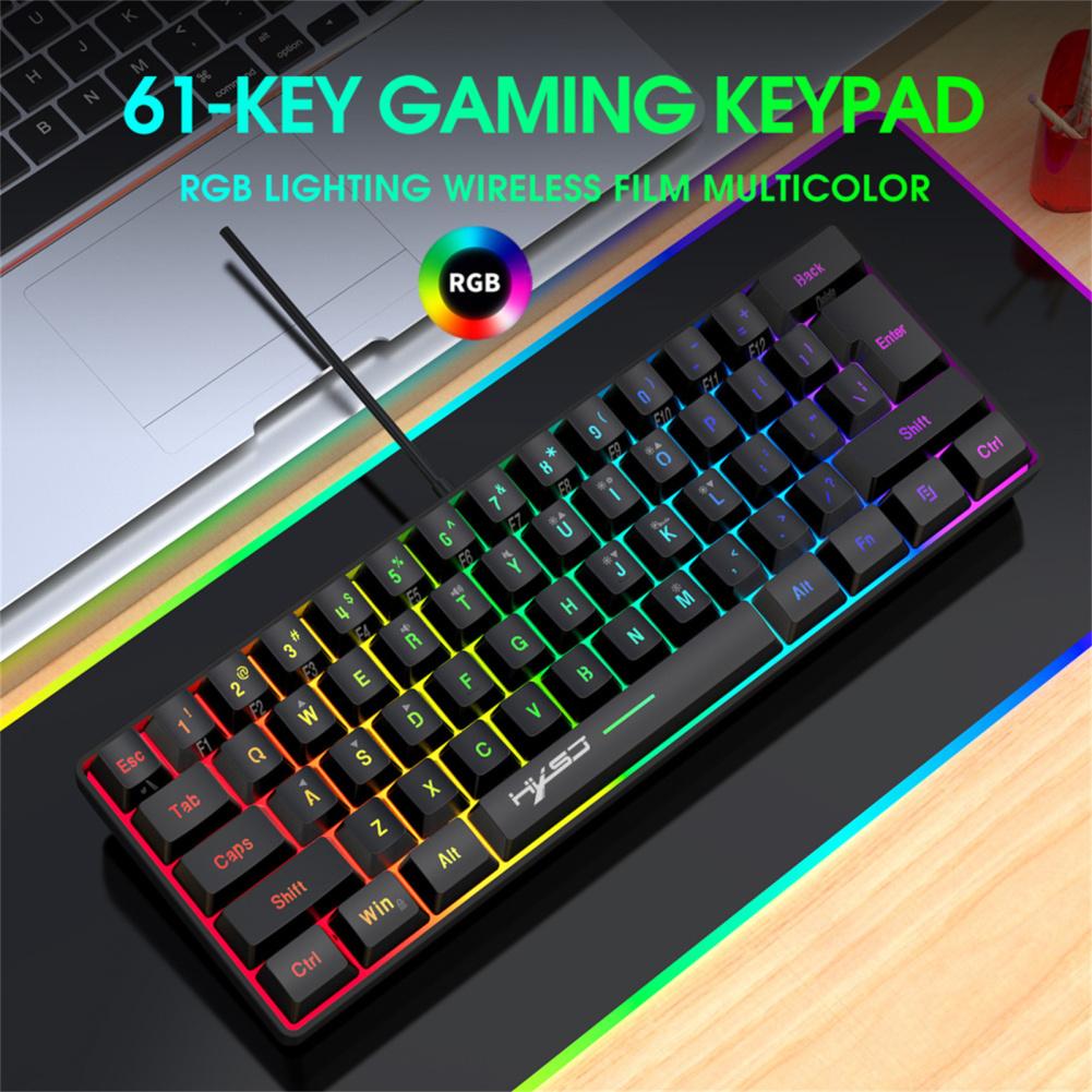 V700 игровая клавиатура с цветной подсветкой механическая 61 клавиша портативная проводная офисная клавиатура ультра тихая клавиатура для ноутбука ПК