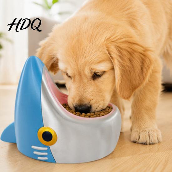 Удобная Поза для Еды Кормушка Милая Акула Миска для Питомца 3D Печатная Кошка со Съемным Внутренним Контейнером Противоскользящая Основа Забавная Миска для Еды для Собак