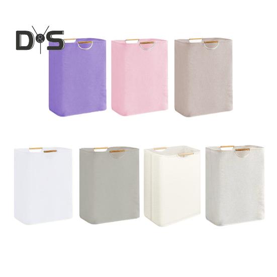 Корзина для белья с бамбуковой ручкой, складная конструкция, большая вместимость, водонепроницаемая тканевая корзина для белья