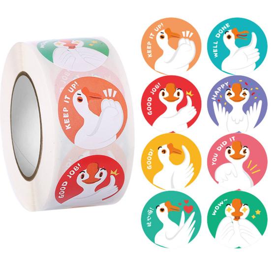 1 Roll Stickers Waterproof Without Residue Exquisite Great Stickiness DIY Eye-catching Cute Cartoon Animals Stickers for Students