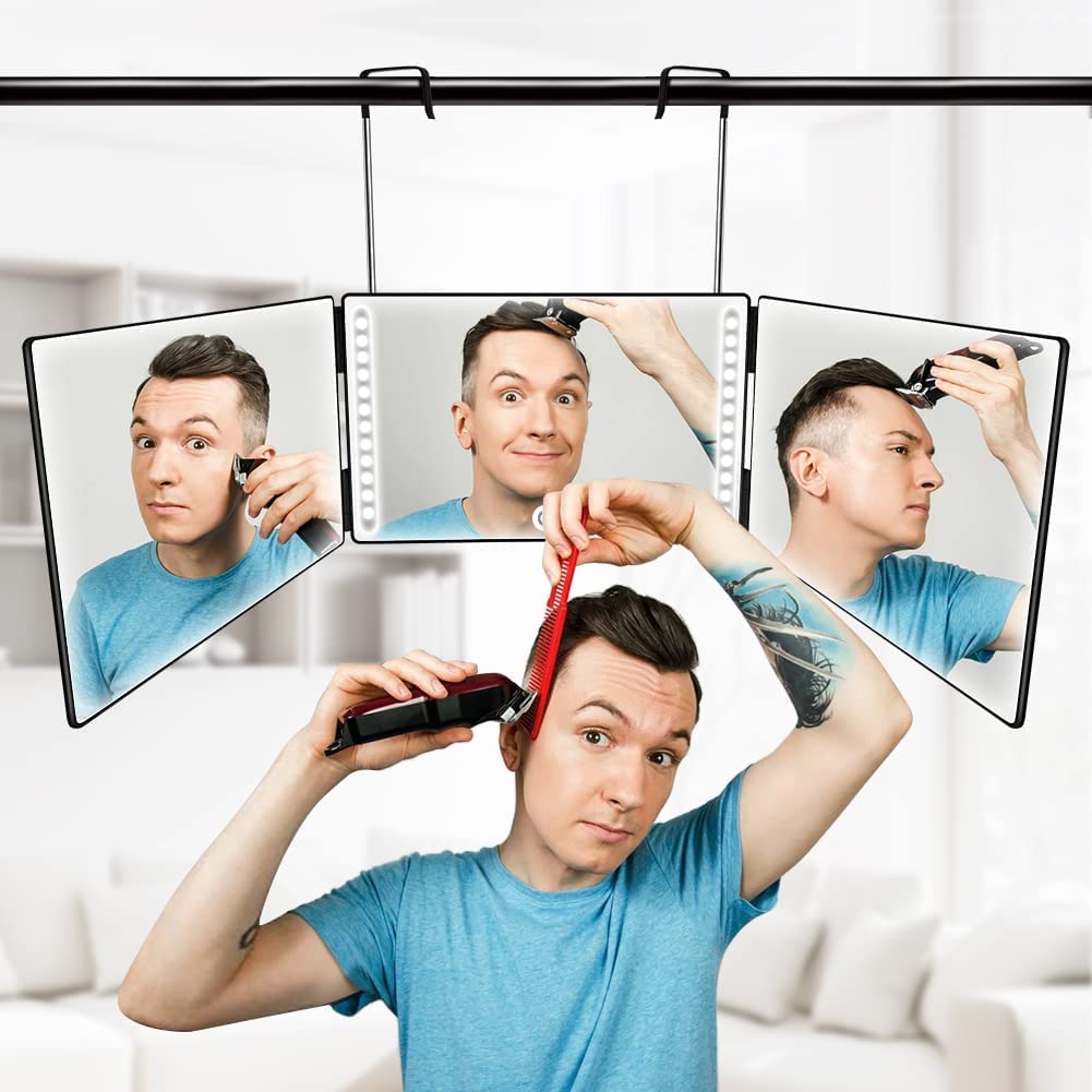 Широкий обзор макияжа регулируемый регулируемый устойчивый к HD зеркало позволяет вам видеть заднюю часть поставляется с расческой Трехстороннее зеркало, 360°