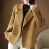 Women Fall Winter Coat Thick Loose Solid Color Double-breasted Buttons Lapel Notch Collar Long Sleeve Cold Resistant Lady Trench Coat