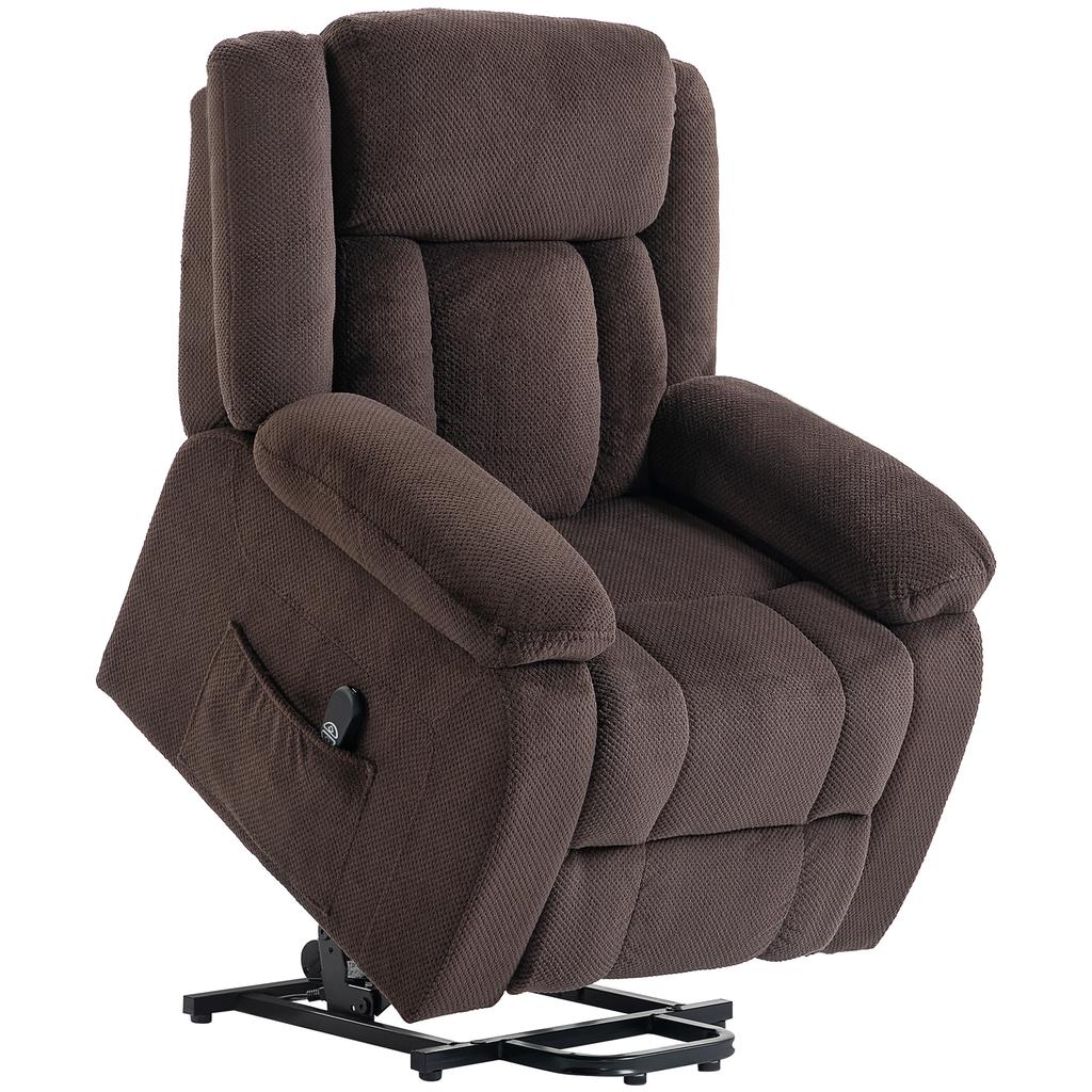 Lift Chair with Soft Cover, Recliner Chair with Remote Control and Side Pockets, Brown
