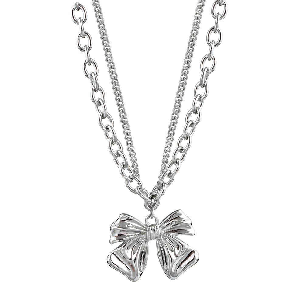 Elegant And Trendy Butterfly Bow Necklace In Mixed Materials For Sophisticated Fashion