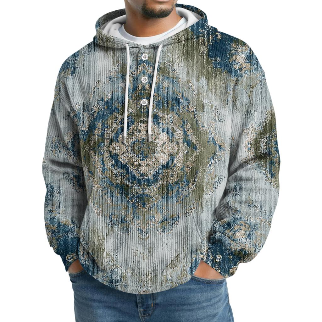 Men's Knit Hooded Sweatshirt Casual Long-Sleeve Sweatshirt