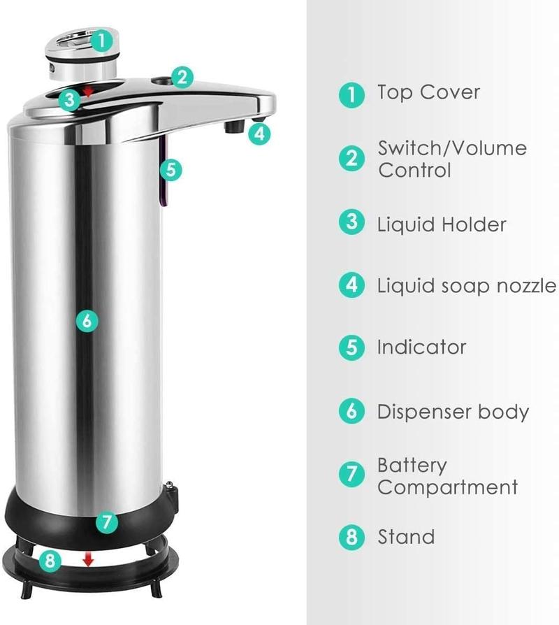 Stainless Steel Soap Dispenser Automatic Liquid Soap Dispenser Smart Sensor Handwash Dispenser 250ml Kitchen Bathroom Dispenser | Liquid Soap Dispense