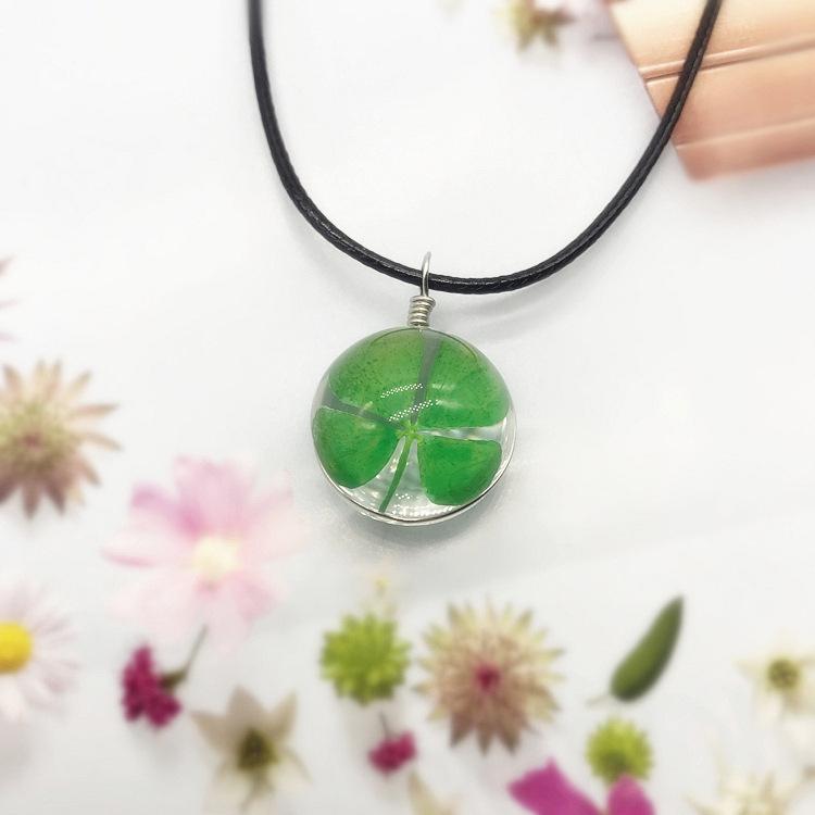 Beautiful Dandelion Necklace Eternal Flower Clavicle Chain Male and Female Couples Crystal Dried Flower Glass Ball Pendant Accessories