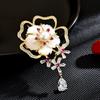 New Sweet Cherry Blossom Style Freshwater Imitation Pearl Micro Inlaid Zircon Brooch For Women Accessories