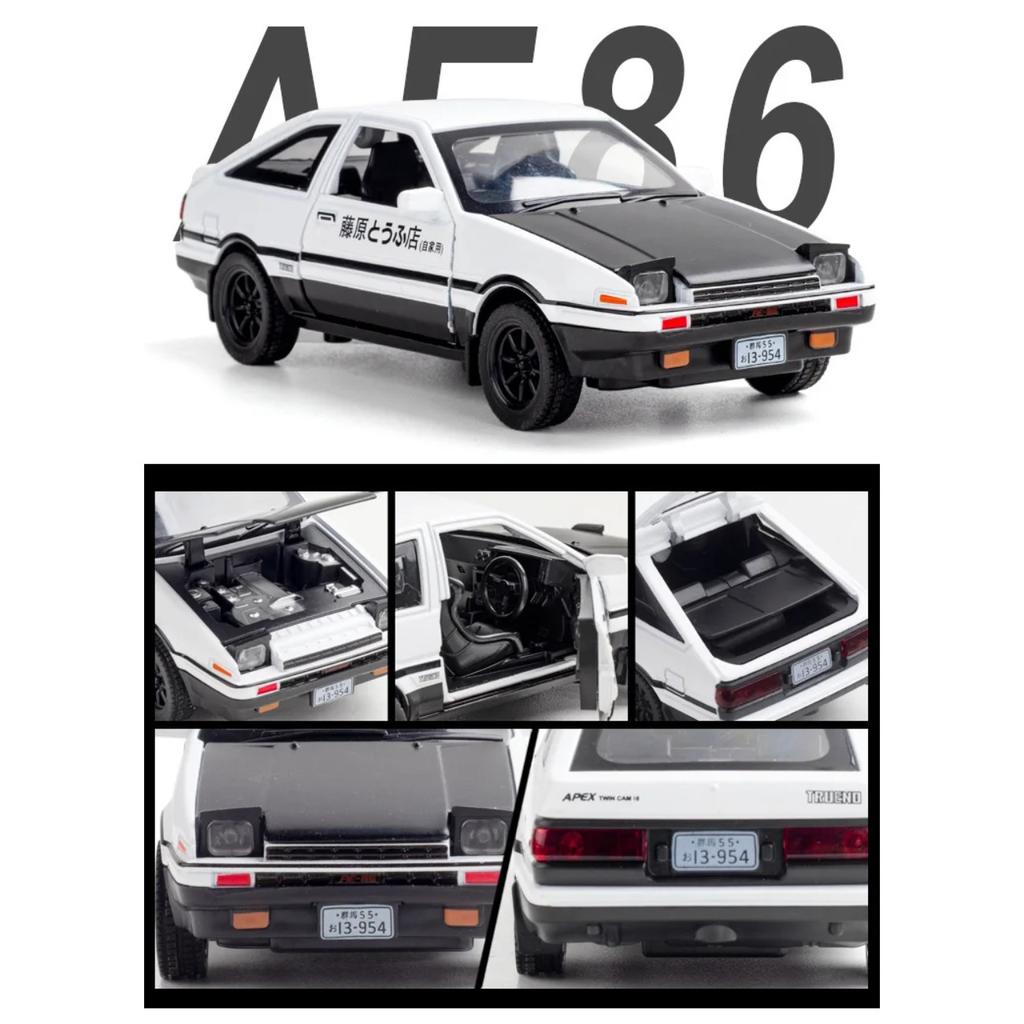 1/32 Toyota  AE86 Toy Car Diecast Miniature Model Pull Back Sound Light Doors Openable Educational Collection Gift Kids A151