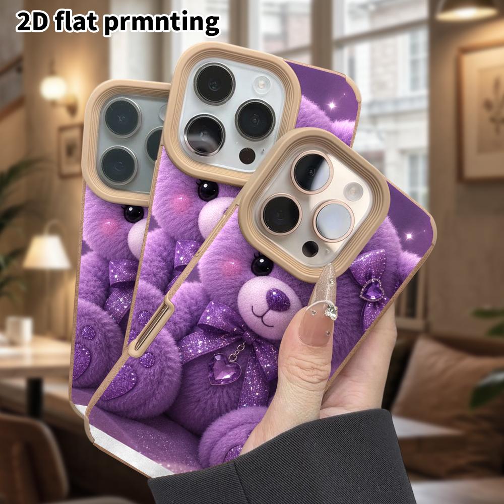 Phone Case: Lambskin 2D Flat Samsung Galaxy A34 A35 M05 M06 S20 S22 S21 FE Plus 5G Protective Case, Purple Bear, Christmas and Halloween Gift