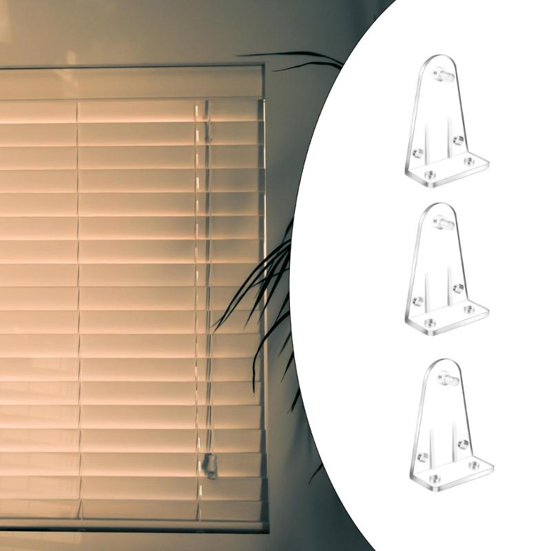 12/36Pcs Clear Blind Hold Down Brackets Drapes Shutters Curtain Bottom Rails Holders Clips Positioning Hook with Screws