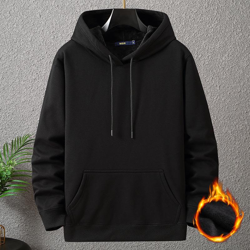 Однотонные худи мужские больших размеров, осенне-зимние толстые флисовые худи, большой размер 12XL, худи-пуловер с капюшоном