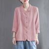 Cotton and Linen Shirt, Women's Sunscreen Clothing, All-match Women's Blouse, Shirt Collar, Solid Color, Thin Linen Jacket, Cardigan