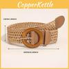 Woven Bohemian Cotton Linen Belt With Round Buckle For Women Dress Accessories