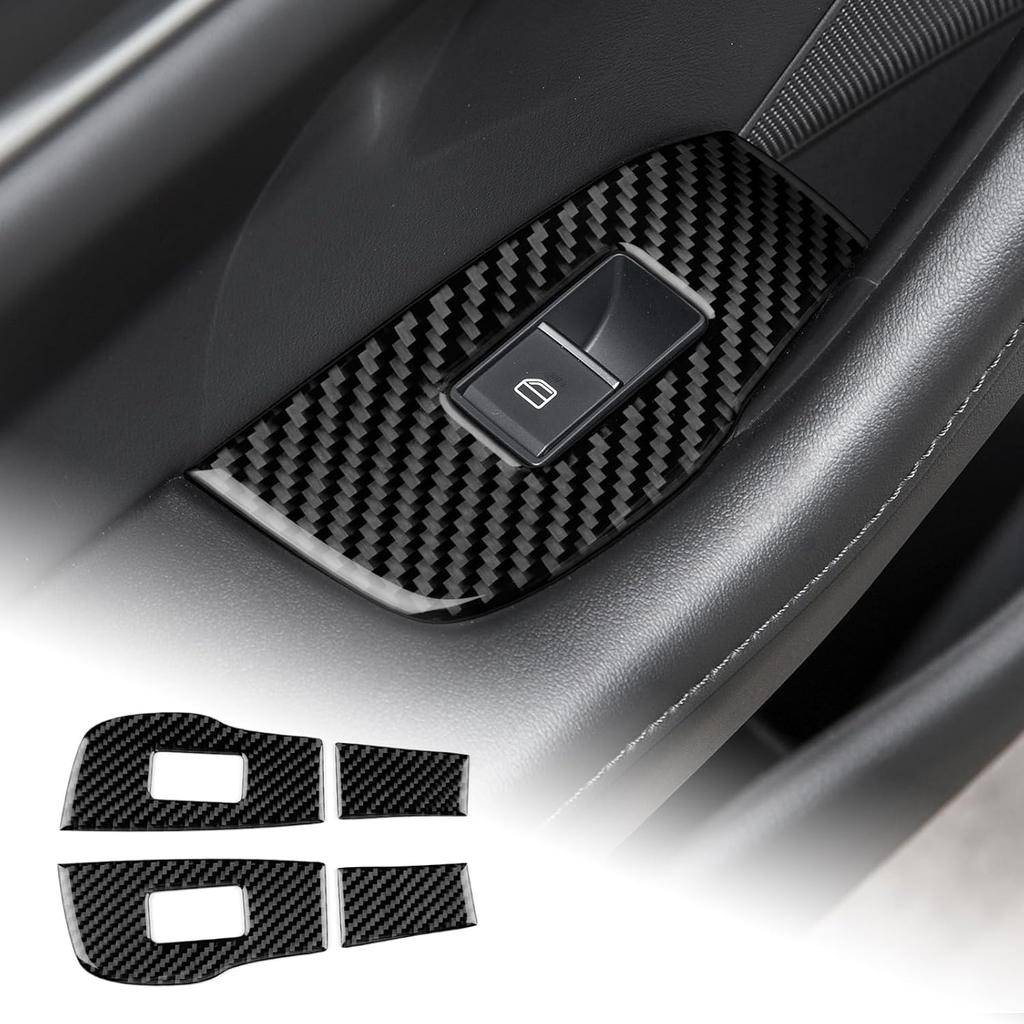AIRSPEED Carbon Fiber for Mazda 3 Axela -2025 Center Console Multimedia Knob Button Cover Interior Trim Accessory, Black