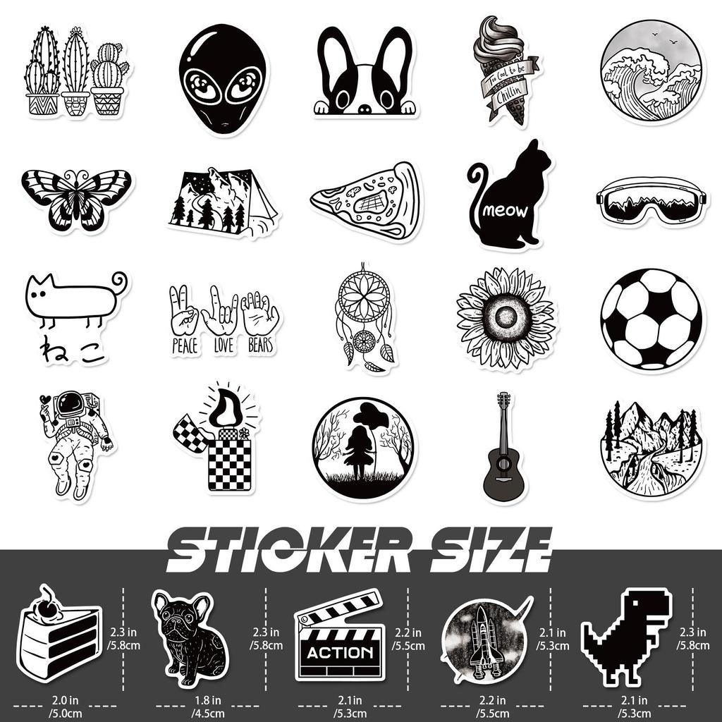 50 шт. новые трансграничные креативные черно-белые наклейки с граффити