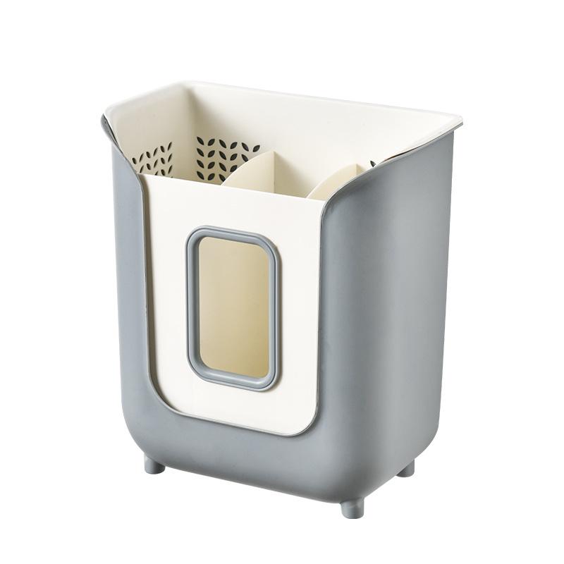 Главная Двойной слой дренаж палочки для еды клетка полая кухонный держатель для столовых приборов пластиковая трубка для хранения ложка вилка органайзер полка контейнер