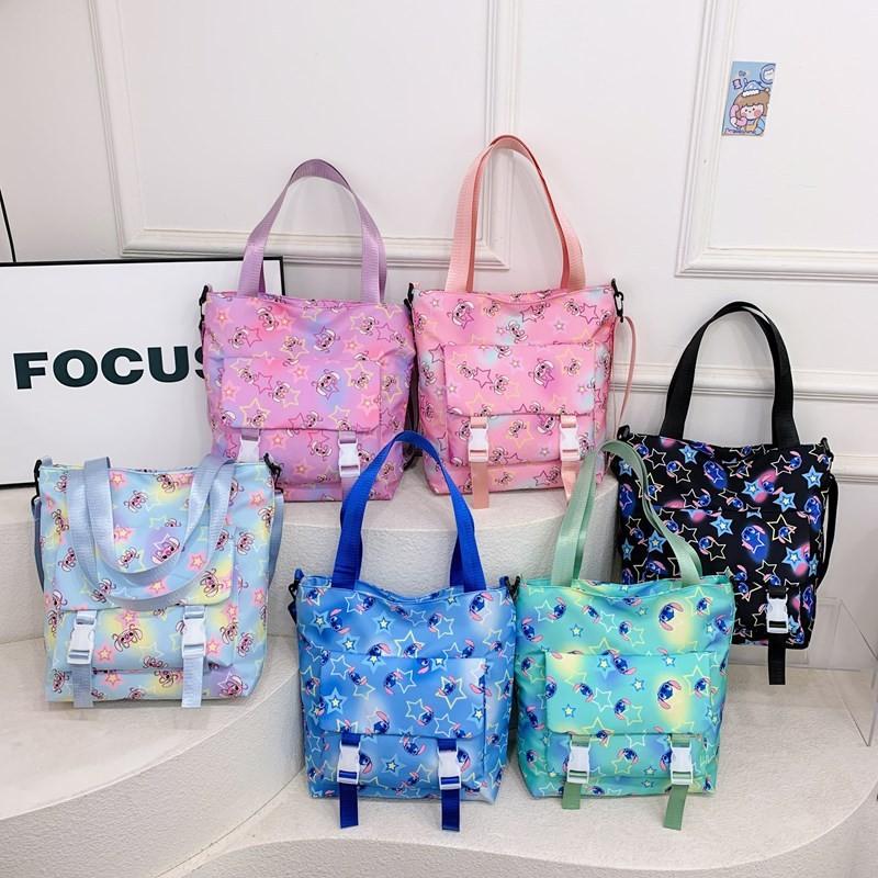 Lilo Stitch Girls School Bag With Nylon Material Kid Casual Shoulder Pack For Daily Use