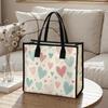 Cute Heart Printed Tote Bag Fashion Daily Shopping Carry Bag Casual Handbag