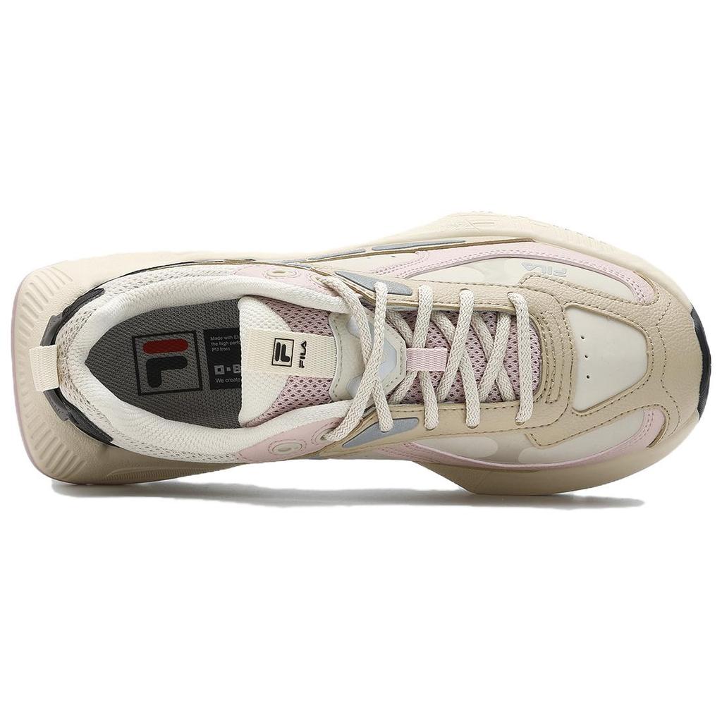 Fila Ciclone Fabric Synthetic Leather Top Layer Cowhide Comfortable Versatile Low-Top Casual Shoes Women Sneaker Birch-Brown Peach-Red F12W411103FBW