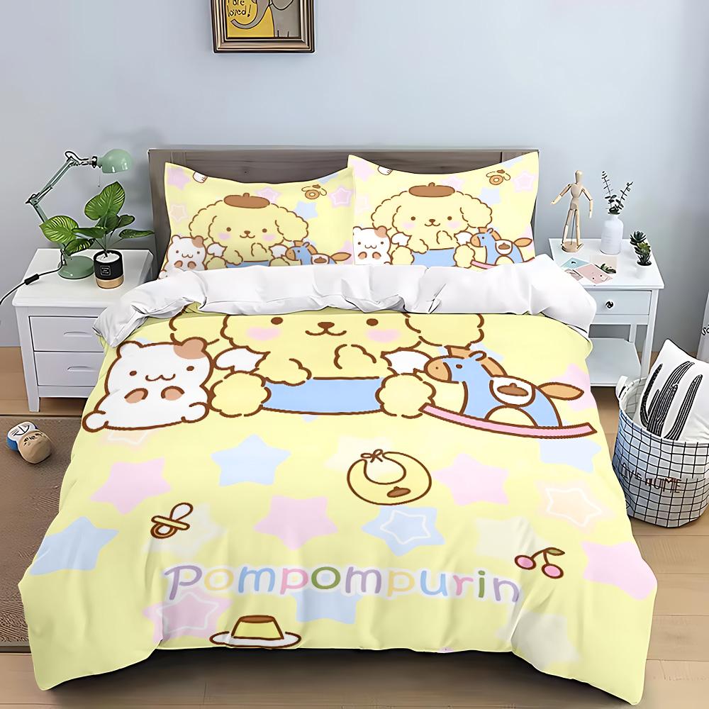Cartoon Pom Pom Pudding Duvet Cover Queen King Size Bedding Set Adult Boys Girls Bedroom Decoration Children Gift Double 3 Pcs