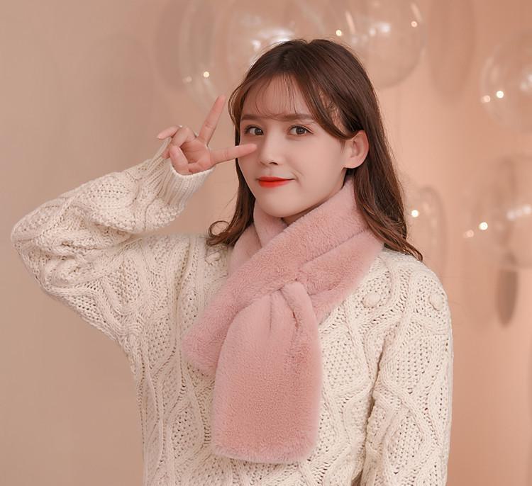 Женский плюшевый шарф: Высококачественный, корейский стиль, искусственный мех кролика, густой и теплый для осени/зимы