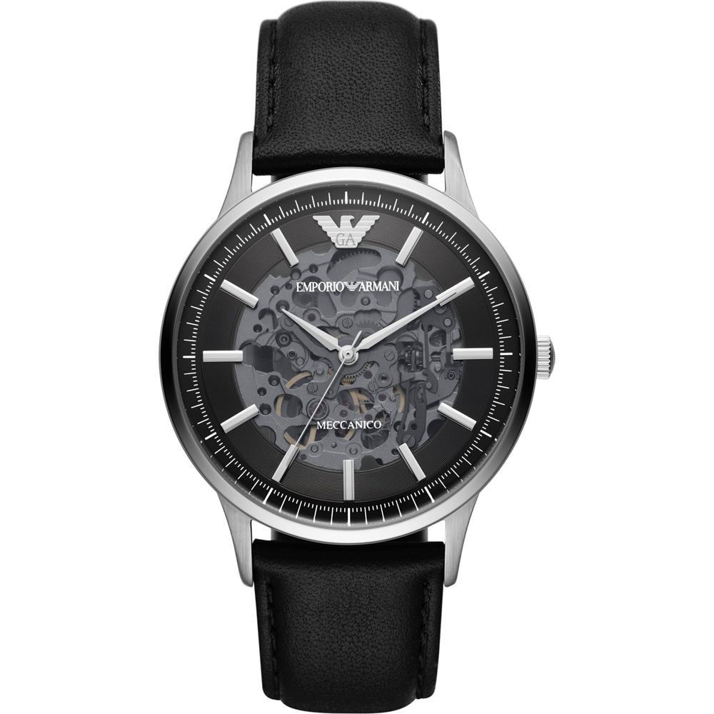 Emporio Armani Мужские механические автоматические часы Renato из черной кожи AR60038