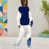 Girls Abstract Printed Hooded Long Sleeve Kangaroo Pocket Top Cuffed Pants Two Piece Set