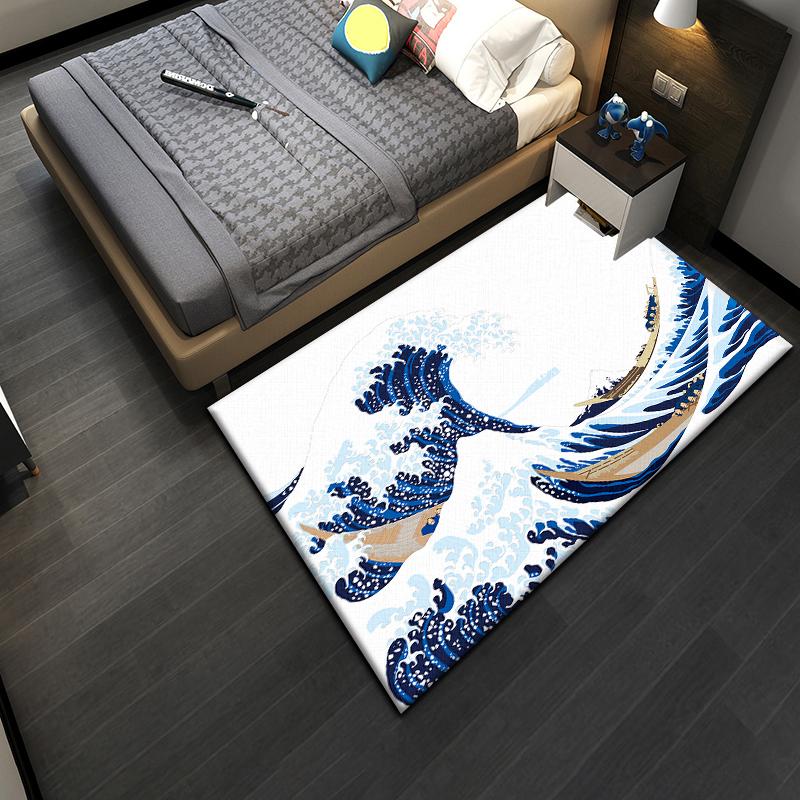 Ковер с принтом в японском стиле, для гостиной, домашний декор, коврик под диванный столик, противоскользящий, подушка для стула, коврик для отдыха, для пикника, кемпинга