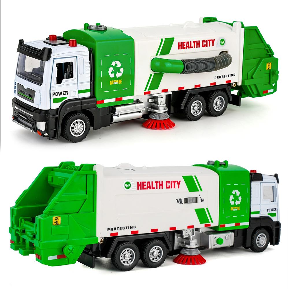 JPY2 Eagle Simulation Alloy Electric Vacuum Sweeper Garbage Sanitation Construction Vehicle Model Sound and Light Pull Back Toys