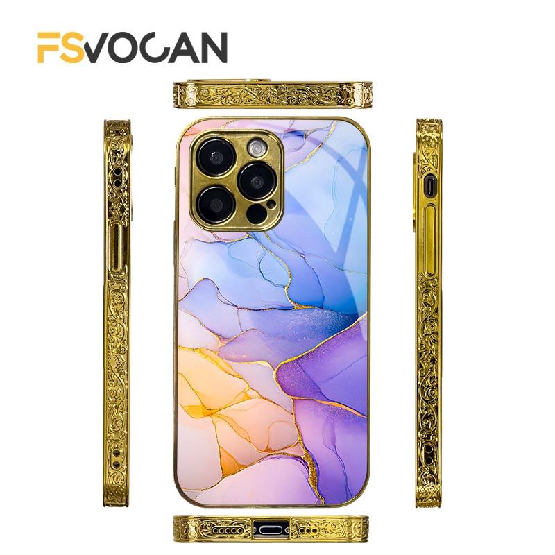 Exquisite Marble Patterned Phone Case For iPhone 17 16 15 14 13 12 11 18 Pro Max with Vivid Hues and Gold Accents for Luxe Style