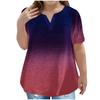 Children's Plus-size T-shirt Gradient Casual Fashion V-neck Short-sleeved Pocket Top