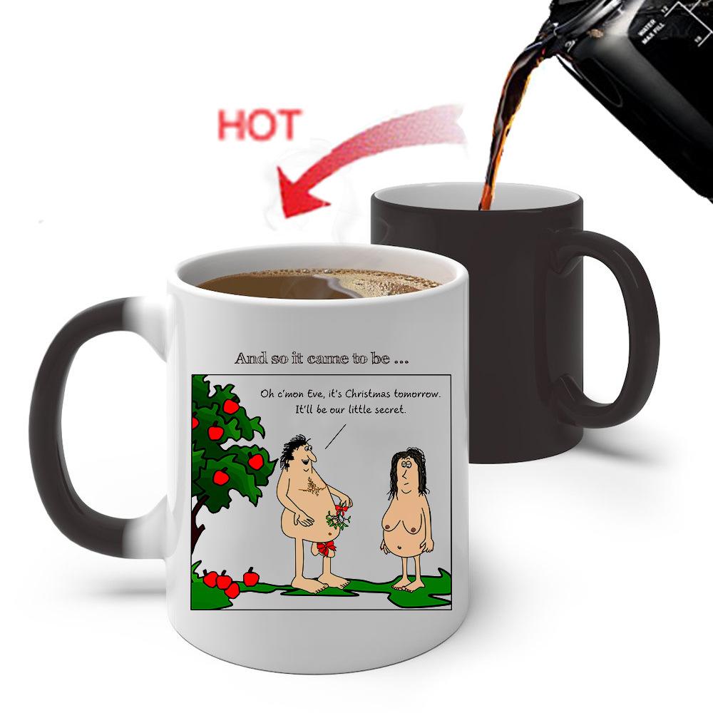 Забавная мультяшная серия, меняющая цвет кружка, керамическая чашка для кофе с ощущением тепла, праздничный подарок для мужчин и женщин