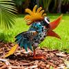 Причудливая статуэтка птицы из железа Ручная работа Садовое искусство Цветная скульптура петуха Для наружного украшения на заднем дворе Газон